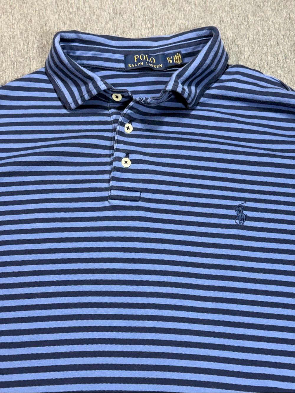 Polo Ralph Lauren Men’s XL Polo Shirt Blue Striped 100% Cotton Pony Classic